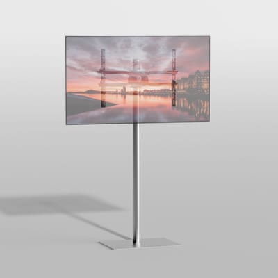 TV vloerstatief SQUARE 150 Design Tv standaard Trendy geborsteld RVS 32-65” - VESA 600x400