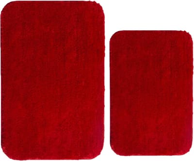 Microvezel badkamermatten en matten sets 2-delig, antislip badtapijten, machinewasbare absorberende badmatten badkameraccessoires voor vloer, douche (rood, 40 x 51 cm Plus 50 x 70 cm)