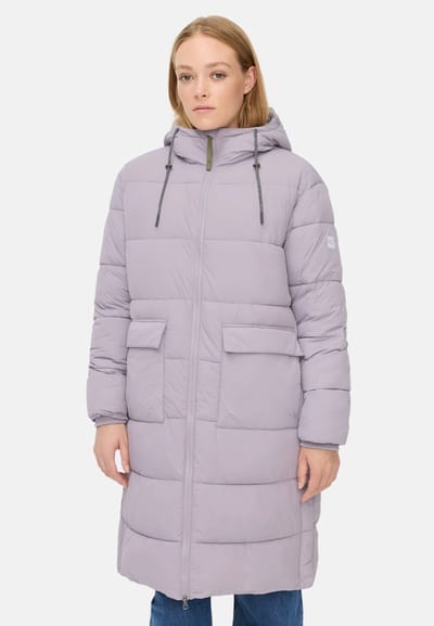 camel active Gewatteerde mantel met verstelbare zoom en vaste capuchon - Maat womenswear-34 - Paars