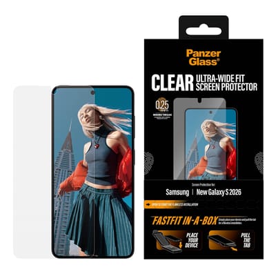 PanzerGlass Screenprotector geschikt voor Samsung Galaxy S26 Glazen | PanzerGlass Ultra-Wide Fit Screenprotector - Case Friendly