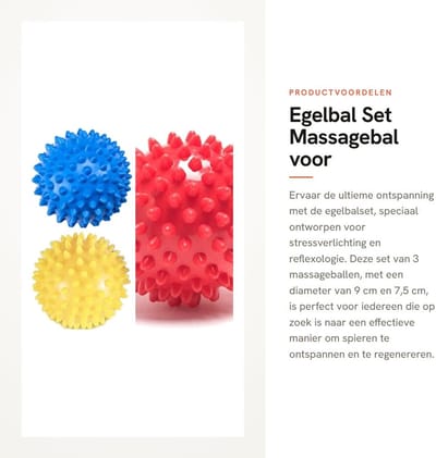 Dailygoods- Egelbal Set van 3 - Noppenbal - Massagebal - Reflexologie - Triggerpoint - 9/7,5 cm - Bevordert doorbloeding