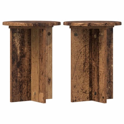 vidaXL - Plantenstand - 2 - st - Oud - hout - Ø29,5 - x - 40 - cm - Bewerkt - hout