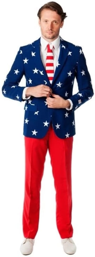 OppoSuits Stars and Stripes - Heren Pak - Carnavalskleding - Amerika Kostuum - Gekleurd - Feest - Maat 52