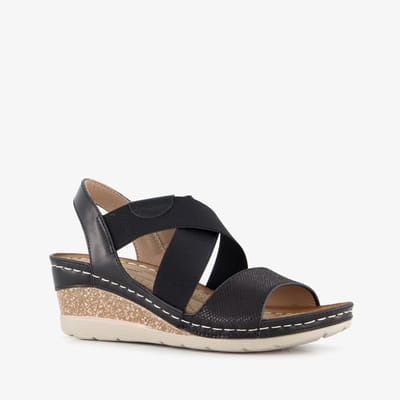 Natuform dames sandalen met sleehak zwart - Maat 36
