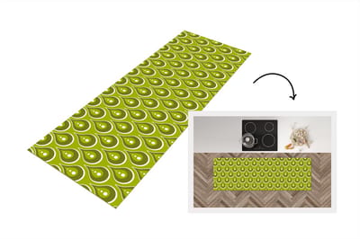 Keukenloper 150x50 cm - Keukenmat vinyl Patronen - Retro - Regen - Druppel - Groen - Keukenmatten loper - Keuken vloerkleed tapijt
