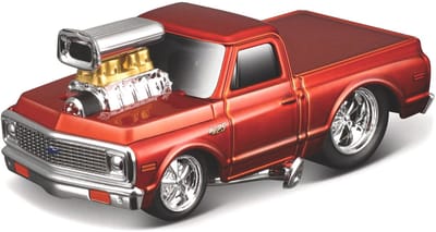 Maisto Chevrolet C10 - Modelauto - Schaal 1:64 - Oranje Metalic