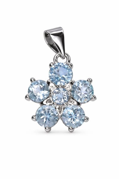 925 Zilveren Hanger met Blauwe Zirkoon - Sky Blue - Rhodium Plated - Kinderen