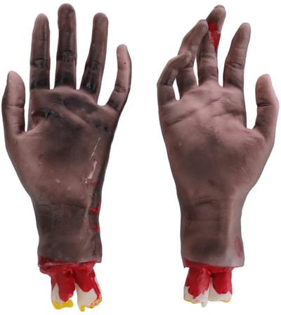 Dailygoods- Nep Handen Levensecht - Nep Tanden Gebit - Cosplay Accessoires - Halloween Decoratie - Spookhuis Props - 22 cm Lang - Griezelaccessoires