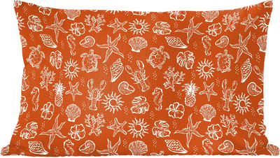 Sierkussens - Kussentjes Woonkamer - 60x40 cm - Zee - Zeepaardje - Kreeft - Bruin