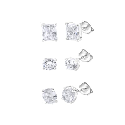Celesta Silber Ohrstecker Set 925 Sterling Silber rhodiniert Zirkonia