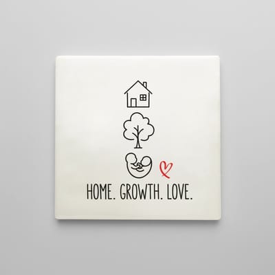 Home Growth Love Minimalistische Tekst Decoratieve Tegel – Familie Wanddecoratie – 15 x 15 cm