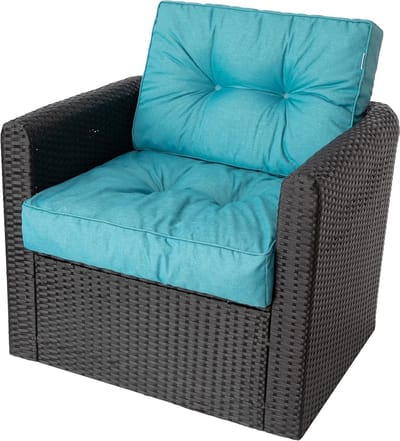Stoelkussen 2-delig - Zitkussen rugkussen - Rotanmeubels tuinmeubelen - Waterafstotend antislip - 68 x 68 cm - Blauw