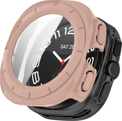By Qubix - Hard case met screen protector (waterdicht) - Oudroze - Geschikt voor Samsung Galaxy Watch Ultra / Ultra 2 - 47mm
