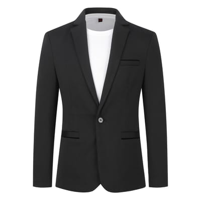 Heren colbert slim fit jas zakelijk dagelijks blazer zwart