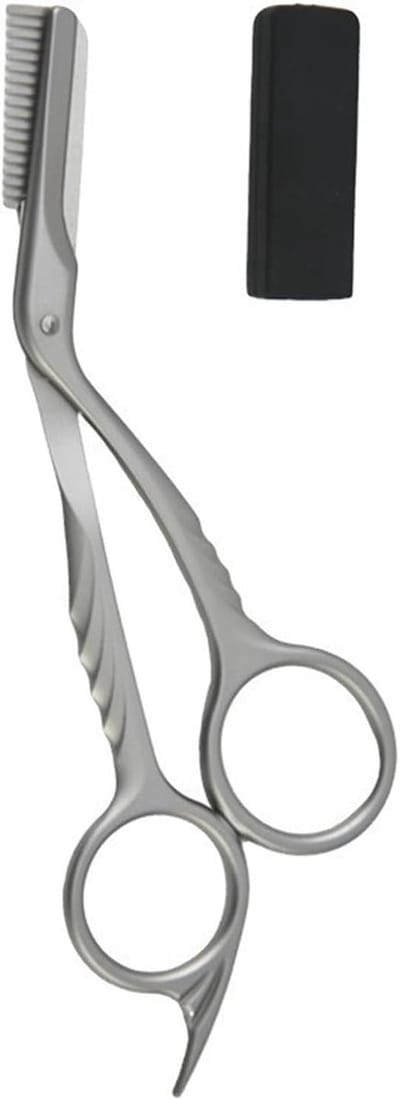 Wenkbrauwschaar met Kam - Gezichtshaar Trimmer - Precisie Vormgeven - Roestvrij Staal - 12.4 x 7.9 x 2.2 cm - Zilver