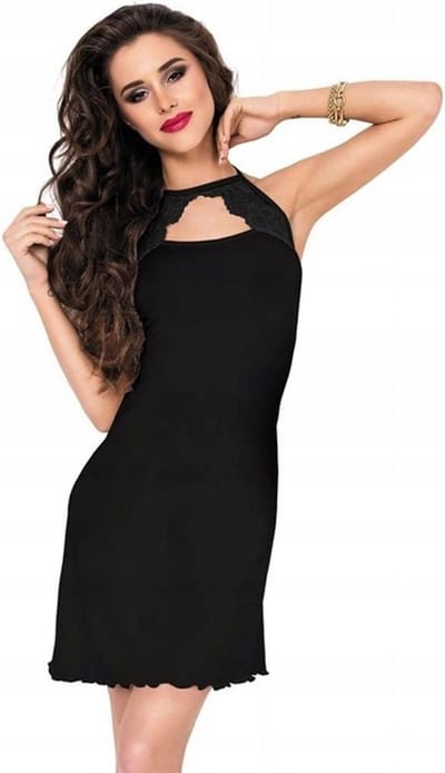 Hoogwardige viscose chemise - Jelena van DKaren - zwart - S