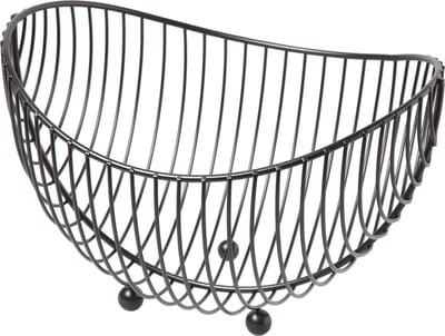 Fruitmand/fruitschaal zwart ovaal 25 x 22 x 18 cm - Fruitschalen/fruitmanden - Draadmand