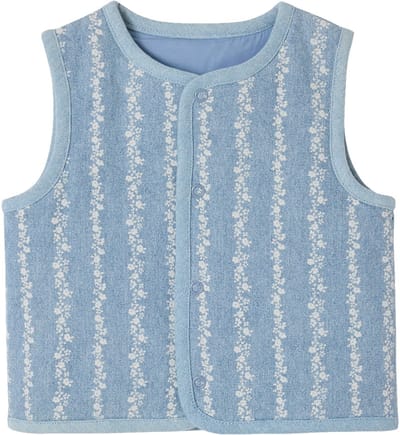 Vertbaudet Mouwloos baby vestje denim bloemen