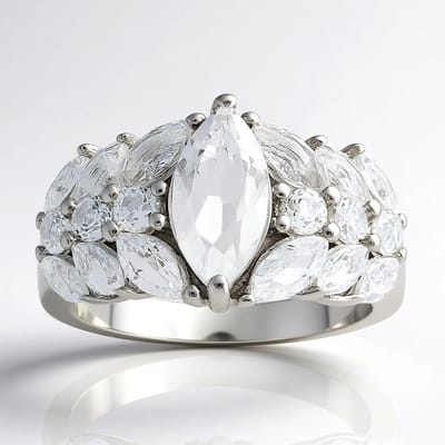 Cavill - Elegante Zilveren Ring - 925 Sterling Zilver - Witte Topaas 2,748 ct - Marquise Slijpsel - Feestelijke Damesring