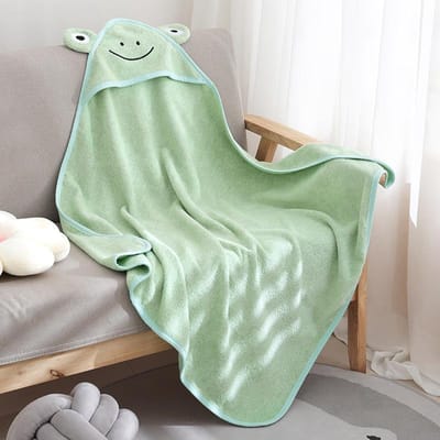 Katoenen Baby Badjas Badhanddoek Cartoon Hoodies Mantel voor Kinderen Jongens Meisjes Strandlaken Baddeken Absorberende Babybadjas groen