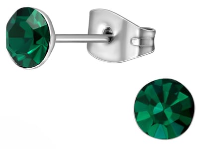 CS Joy - Oorbellen - 5 mm - Chirurgisch staal - kristal groen- oorknoppen