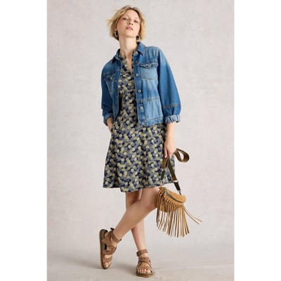 White Stuff Frances Dress Navy Multi Taglia: 12 REGULAR | Abiti in T-Shirt Outlet | Donna | Blu