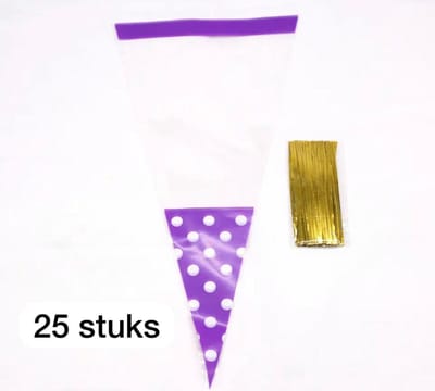 Akyol - Traktatiezakjes - 25 stuks - koekzakjes met stippen - paas snoepzak - paarse snoepzakjes - uitdeelzakjes voor een feestje - uitdeelzakjes - zakjes - snoepzakjes - traktatie