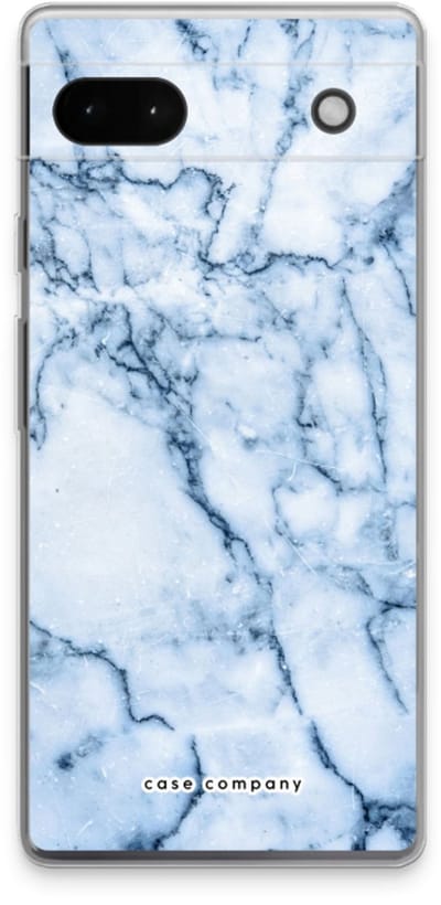 Case Company® - Hoesje geschikt voor Google Pixel 6a hoesje - Blauw marmer - Soft Cover Telefoonhoesje - Bescherming aan alle Kanten en Schermrand