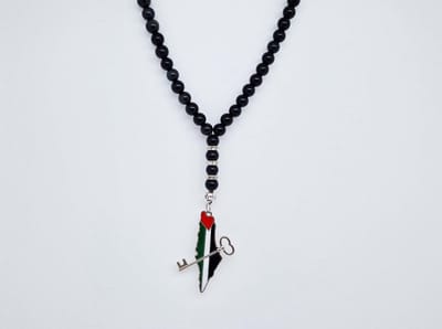 Handgemaakte Natuurstenen Autohanger " Obsidian "- Met metalen hanger "Sleutel Palestina" - 8 mm diameter van de korrel- Mooie accessoire en decoratie voor de auto