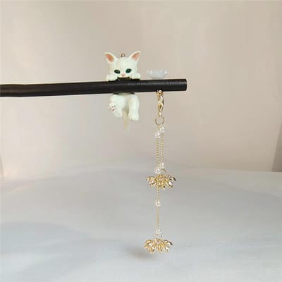 Kattenhaarspeld Met Oude Stijl, High-End Houten Haarspeld Met Gekruld Haar, Bloemen Houten Haarspeld, Paardengezicht Rok Accessoire Voor Vrouwen white