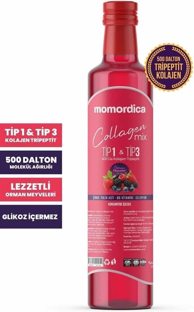 Momordica Collagen Mix Type 1 & 3 Bosvruchtenaroma met Vitaminen en Mineralen - 250 ml