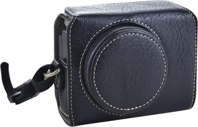 Vintage PU Leren Camera Case voor Sony ZV1 - Beschermende Tas met Schouderband, Zwart, Voor Fotografie en Videografie