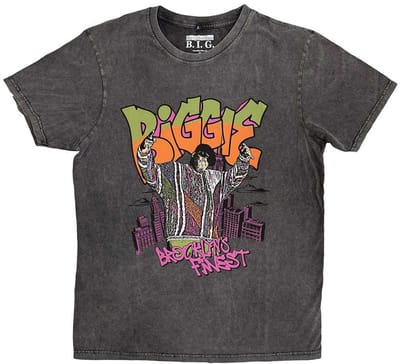 Biggie Smalls - Cartoon Graffiti Heren T-shirt - S - Grijs