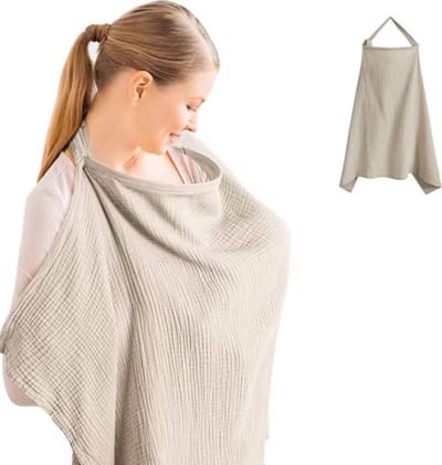 Verstelbare Borstvoedingsdeken – Luxe Katoenen Moeder Schuildoek voor Comfortabel Baby Voeden – Privacy Schort en Kinderwagen Dekentje - Elegante Borstvoedingscover, Borstvoedingsschort, Voedingsdeken- Khaki