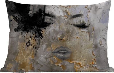 Buitenkussens - Tuin - Vrouw - Kunst - Goud - Zwart - 50x30 cm