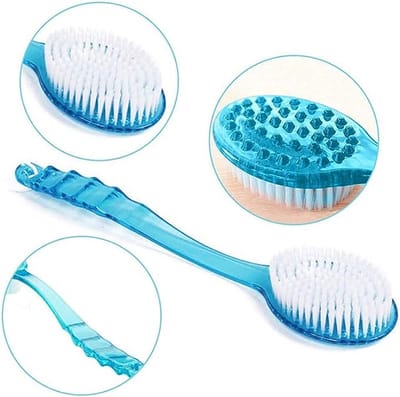 Narimano® Badborstel bad rugborstel huid massage lichaam douche steelborstel met lange greep, Blauw
