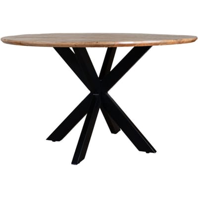 Eettafel Icon ø130 cm - Mangohout - Industrieel - Rond - 4 tot 5 personen - Keukentafel