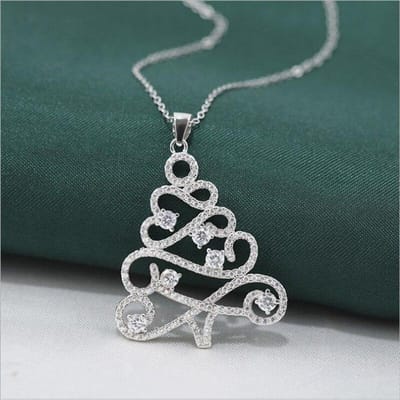 925 Sterling Zilveren Sieraden Persoonlijkheid Mode Wilde Kerstboom Micro-set Kristal Sleutelbeen Ketting Hanger Kettingen XL171 gray