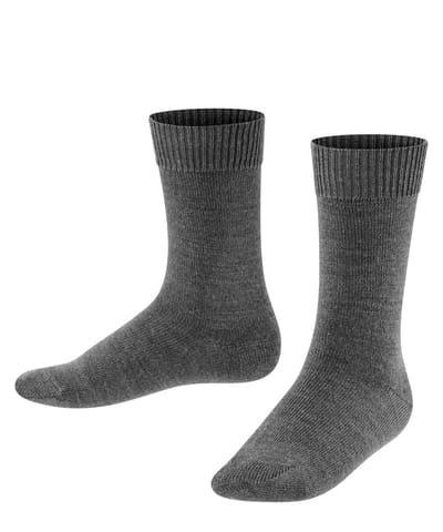 FALKE Comfort Wool eenkleurig wol sokken kinderen grijs - maat 35-38