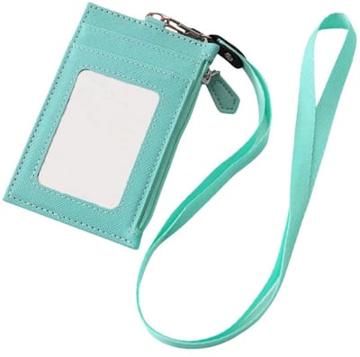Travel Cords - Turquoise Badgehouder met Afneembaar Keycord – Canvas Pashouder met Ritsvak en Transparant Pasvak – ID Kaarthouder voor Werk, School en Evenementen