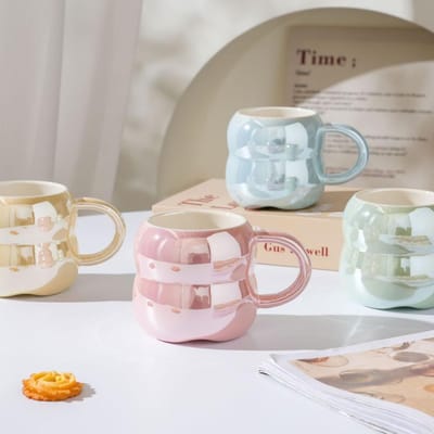 Ceinture Perle Tasse Céramique Macaron Haute Valeur Grande Capacité Mug Maison Travail Petit Déjeuner Tasse à Eau Petit Cadeau Durable Durable 480ML