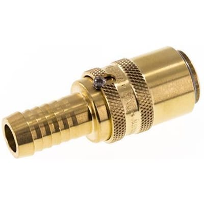 Messing DN 9 Tempereerkoppeling Snelkoppeling 13 mm Slangpilaar Loskoppelbeveiliging Dubbele afsluiting