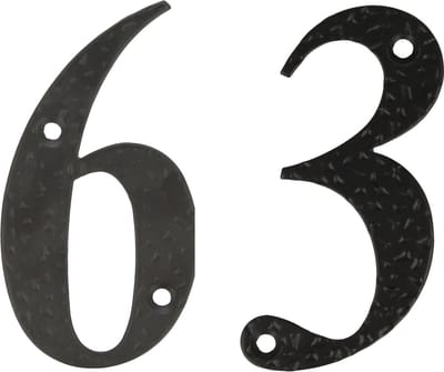 AMIG Huisnummer 63 - massief gesmeed staal - 10cm - incl. bijpassende schroeven - zwart