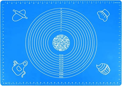 Thijox - Siliconen Bakmat 50x40 cm - Herbruikbare Antiaanbak Deegmat voor Taart, Brood, Koekjes en Pizza - Blauw