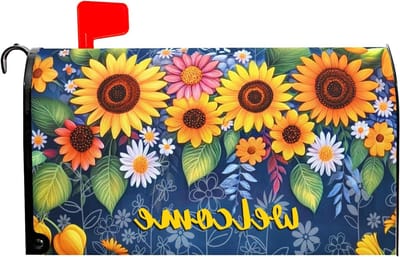 Brievenbus Cover Bloemen - Brievenbus Decoratie Post Cover - Tuin Versieren - Magnetische Bevestiging - 53 x 46 cm - Blauw
