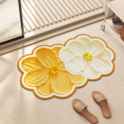 Vormige Bloem Diatomeeënaarde Vloermat met Sterke Waterabsorptie en Sneldrogende Voetmat Badkamer Tapijt Douchedeur Antislip Zachte Mat 40*60cm geel
