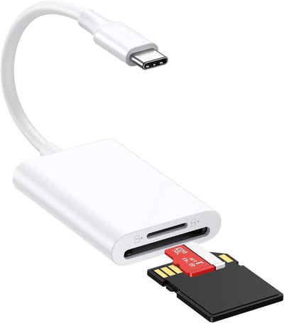 Qost - SD Kaart lezer - 2 in 1 - USB-C - SD / Micro SD - Kaartlezer Wit - Geheugenkaartlezer - Micro SD kaartlezer