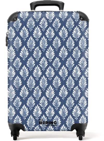 NoBoringSuitcases.com - Koffer - Barok patroon blauw - Past binnen 55x40x20 cm en 55x35x25 cm - Trolley handbagage - Valiezen met wieltjes volwassenen - Reiskoffer op wielen - Rolkoffer lichtgewicht