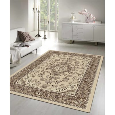 Nain Klassiek Medaillon - Laagpolig Oosters Vloerkleed - Vintage Tapijt - Creme- 80x150 CM
