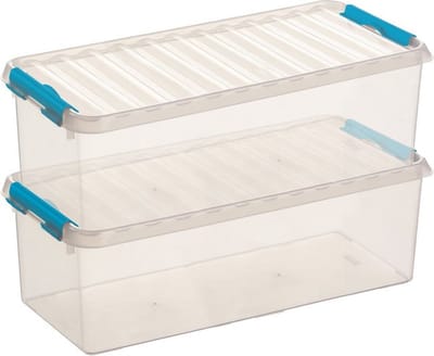 Sunware Q-Line Opbergboxen - 9,5 L - 48,5 x 19 x 14,7 cm - Blauw - 2 Boxen
